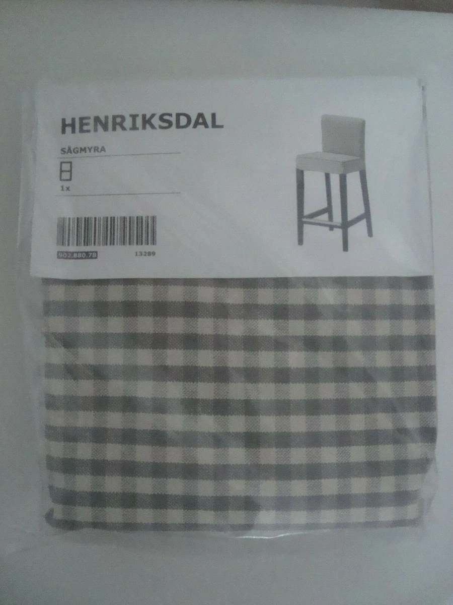 NEW IKEA HENRIKSDAL COVER Bar stool Slipcover Sagmyra Gray Check