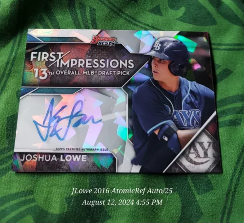2016 Josh Lowe Bowman's Best Atomic Refractor #FIA-JL Auto /25