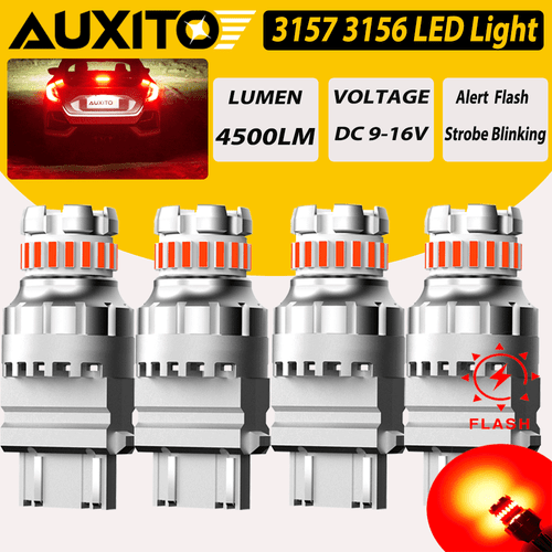 AUXITO Red 3156/3157/4157/4057 LED Light Bulbs Brake Turn Signal Tail Park Lamps - Foto 14 di 16