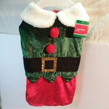 Pet CHIRISTMAS Costume. NEW Medium elf green/red