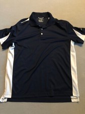 Chaps Polo Shirt Men's Large Navy Blue/White Stay Dry Golf