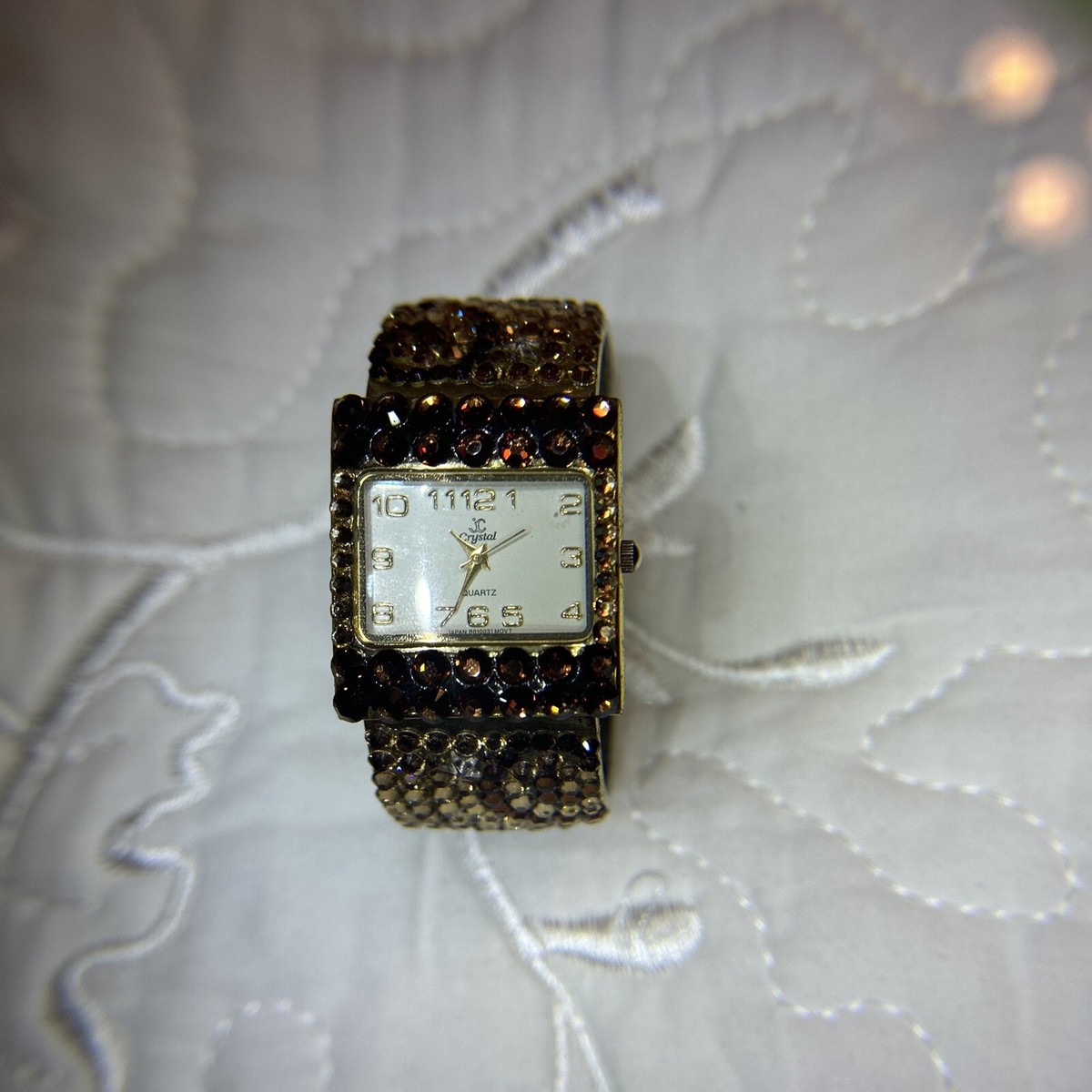 WJ390 Leopard Color Swirl J C Chrystal Quartz Watch Clasp  display picture 1