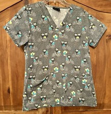 Ecko Unltd Women's Scrub Top X-Small Monkeys With Balloons  Bikes