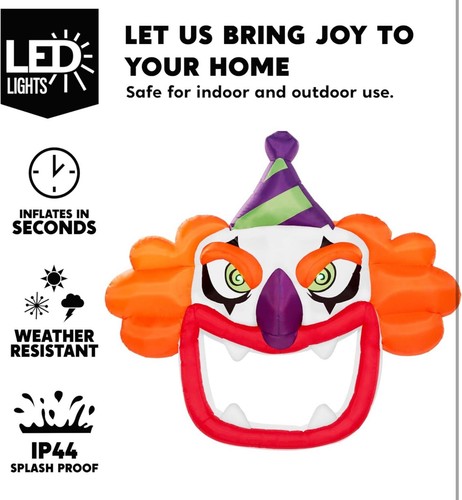 Halloween Scary Clown Trunk Or Treat Car Airblown Inflatable Decor Outdoor LED - Picture 5 of 8