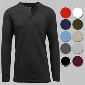 Men's Long Sleeve 3 Button Henley Waffle Knit Thermal Undershirt Tee Free Ship - Click1Get2 Offers