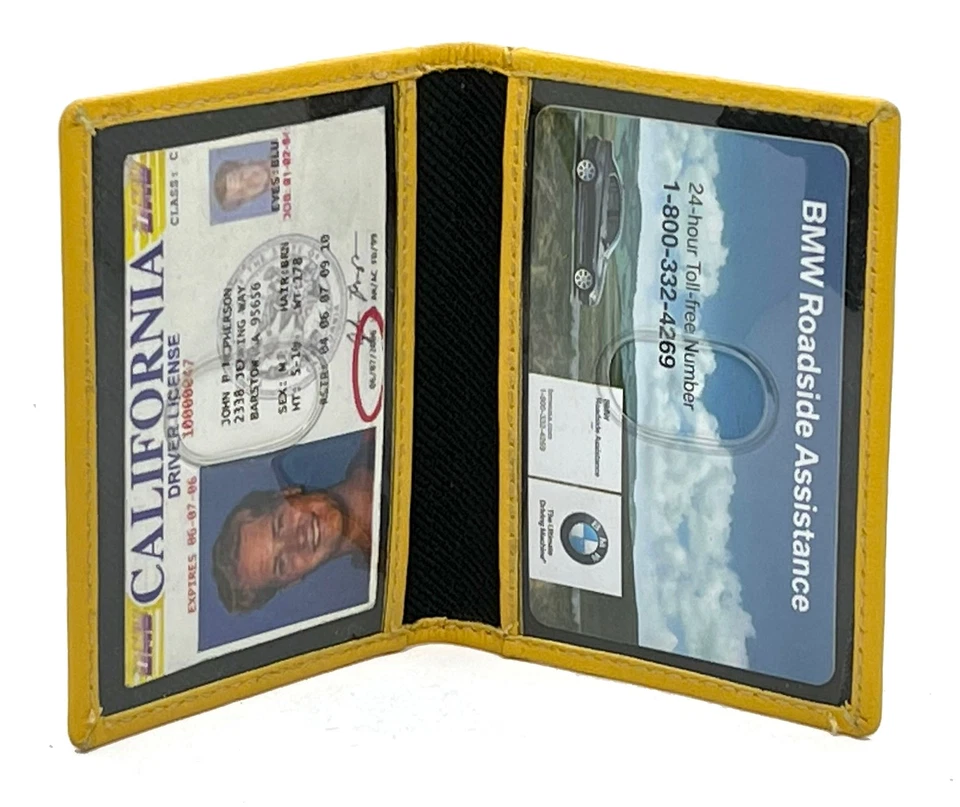 Mini billetera de cuero genuino para tarjeta de crédito plegable titular de licencia de conducir Foto 3 de 4