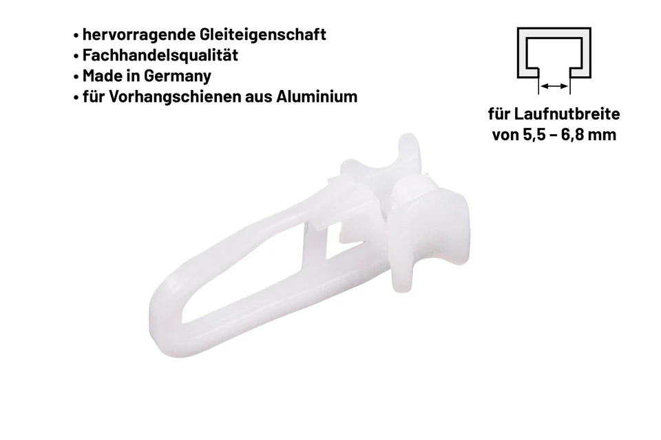 Faltengleiter X-Gleiter mit Faltenlegehaken für Gardinenschienen 6mm Innenlauf - Bild 2 von 4