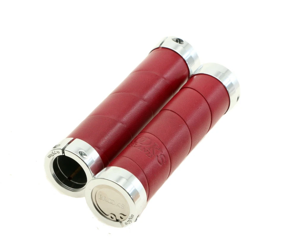 Brooks Slender Leather Grips 130mm Maroon Bike Grips Pair Italy NEW in Box - Image 4 of 4