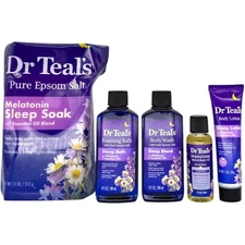 Dr Teal’s Sleep Bath Set 5pc Melatonin Lavender Epsom Salt Essential Oils Relax