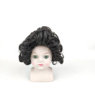 Vintage Puppenperücke, schwarz, 9'' bis 9,5'', kurze lockige Haare