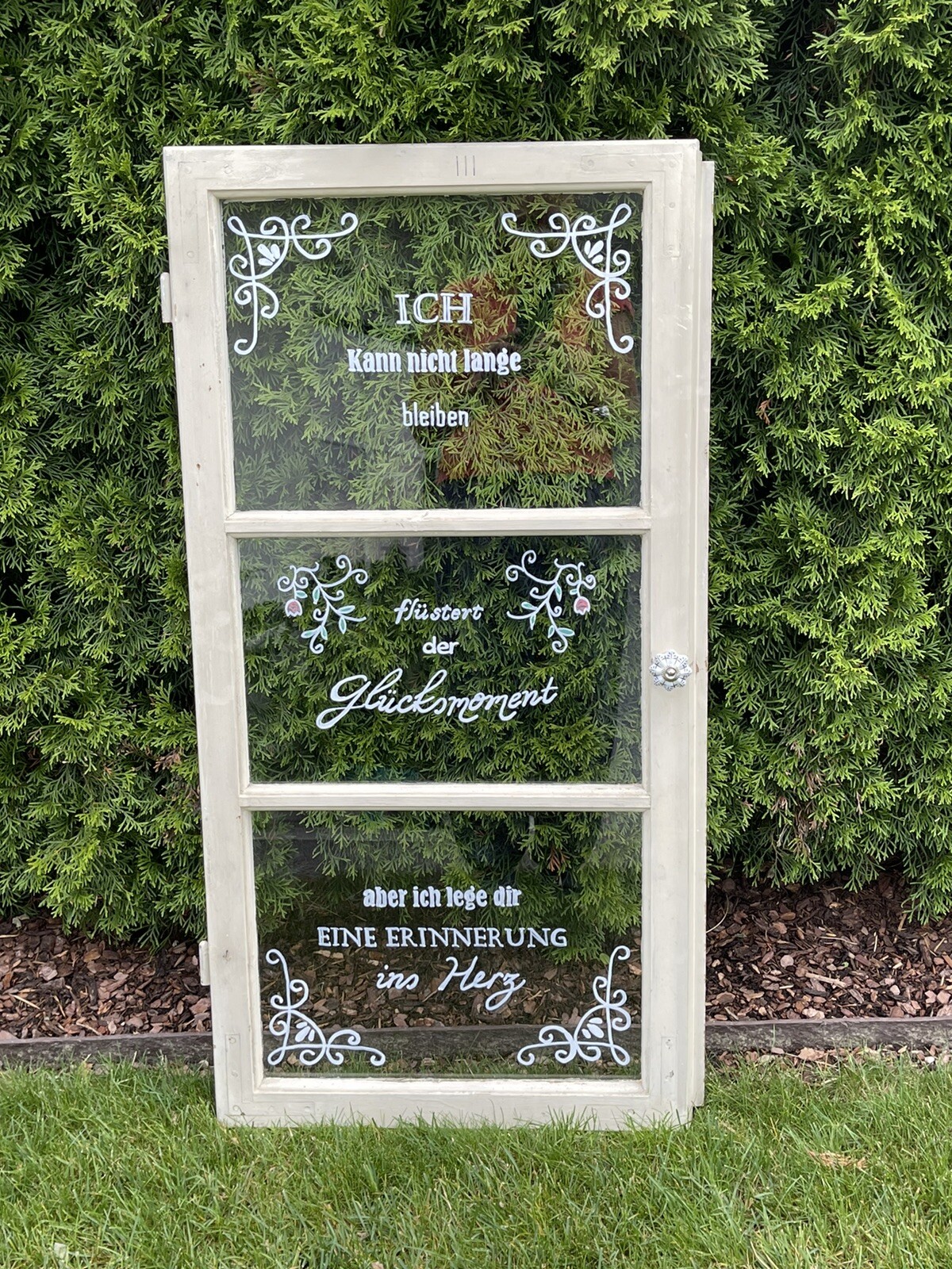 Altes Fenster mit Spruch + Dekofenster Shabby + Gartendeko