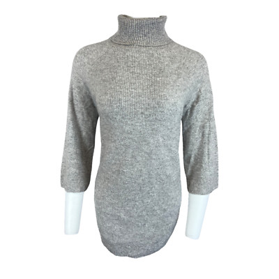 Soft by NAADAM 100% Cashmere Waffle Stitch Turtleneck Sweater Cement XX-Small Sz