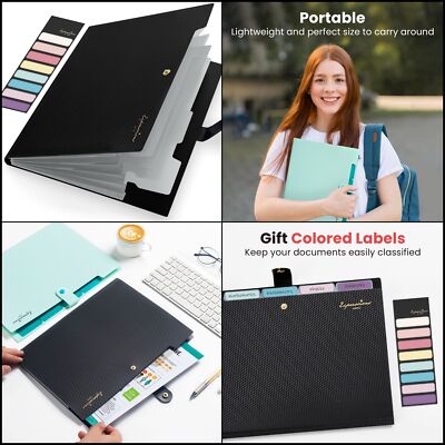 Accordion File Organizer 8 Pockets Expanding Folders Portable Document Paper