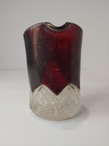 YORK NEBRASKA Antique Ruby Red Mug Glass Creamer Crystal Cup 1910 - Picture 6 of 8