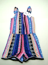 Joey B Romper One Piece Suit Girls XL Black/Multi Floral Paisley Fringe NWT