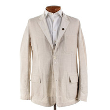 Belvest NWD Cotton Blend Reversible Sport Coat / Jacket Size 52R 42R US Beige