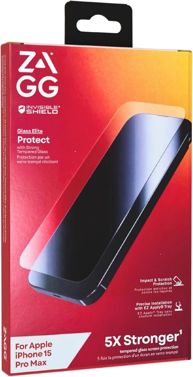 ZAGG Glass Elite iPhone 15 Pro Max Screen Protector - 5X Stronger