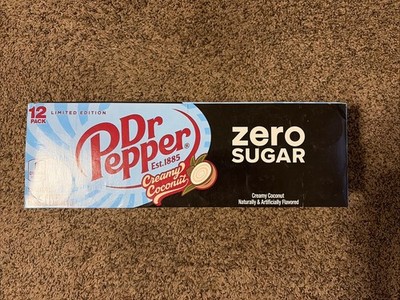 Dr Pepper Creamy Coconut Zero Sugar 12oz 12 Pack Cans Limited Edition Soda