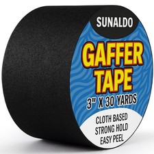 Gaffers Tape 3 Inch x 30 Yards Strong Hold, Easy to 3 x 30 Yards, Black