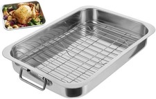 Edelstahl Bräter Set mit Rost Gitter für Tr...