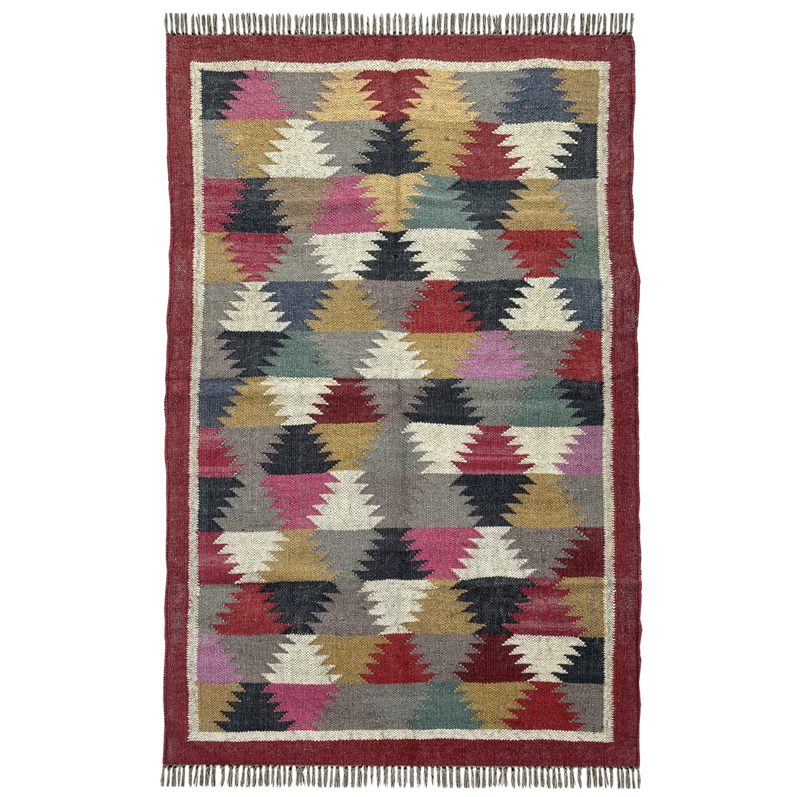 Living Room Rug 3x5 ft Handmade Wool Jute Flatwoven Bedroom Sustainable Washable