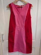 Boden Colourblock Helena Chino Red Pink Shift Summer Dress Size 12 Regular