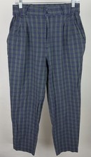 Vintage Plaid Trouser Pants Womens Medium Ultra High Waist Tapered Preppy Grunge