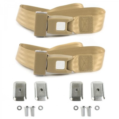Nash Rambler 1950 - 1954 Standard 2pt Tan Belt Kit w/Brackets-2 Belts
