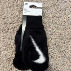 NWT Nike plush knit mittens black white swoosh gloves SIZE XS SMALL fuzzy — photo 1