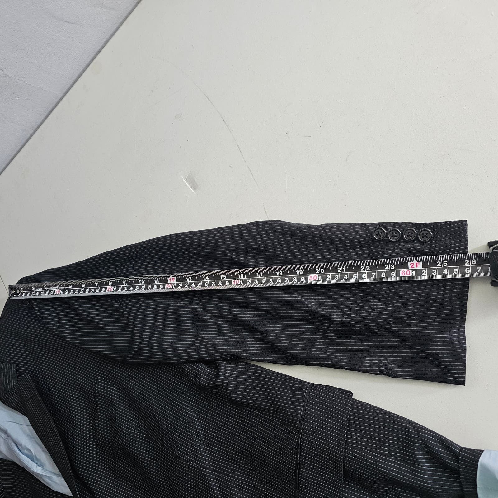 Hugo Boss 44L Bertolucci Movie Blue Super 120 Pinstripe Blazer Sport Coat Jacket thumbnail 13