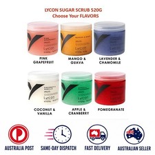 520g Lycon Oil Free Sugar Scrubs Body Scrub Gently Exfoliate & Moisturise Choose