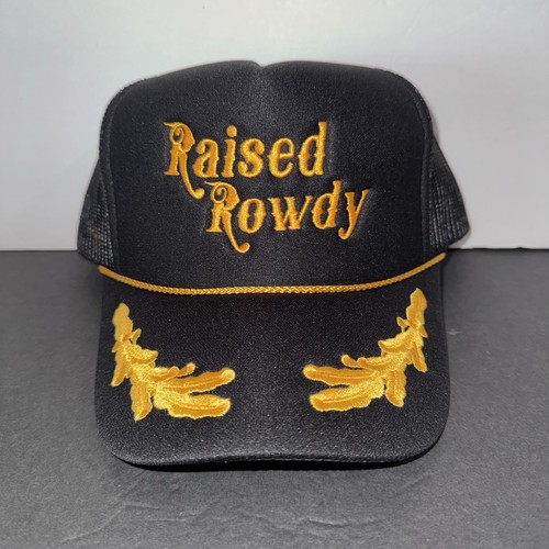 Raised Rowdy Mesh Rope Snapback Foam Trucker Hat Cap Scrambled Eggs Black Gold