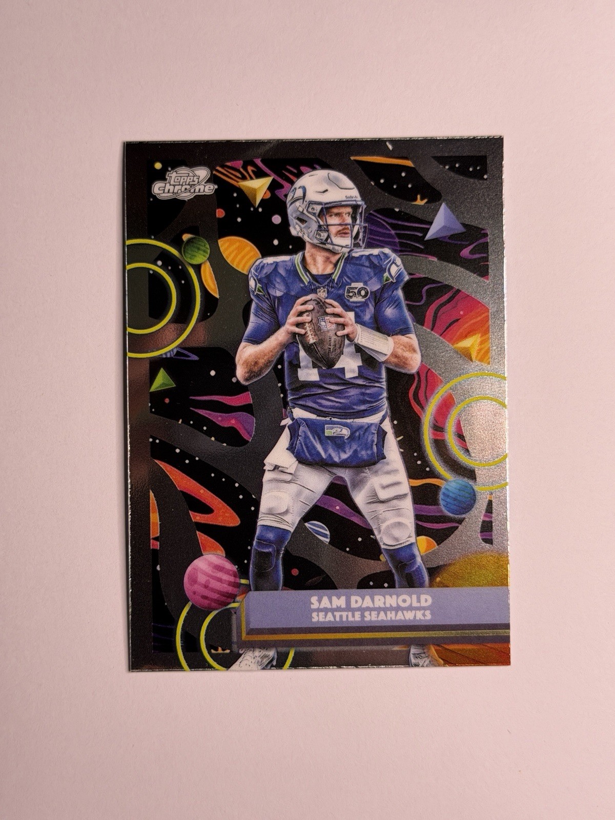 Sam Darnold 2025 Topps Chrome Cosmic #89 Seattle Seahawks