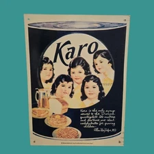 Karo Syrup Tin Metal Sign Quintuplets Retro Kitchen 1938 Advert VTG Reproduction