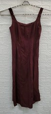 New MANGO Sleeveless Midi Dress W/Stitching Maroon Size 8