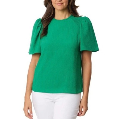 Draper James Emerald Puff Sleeve Crewneck Top Size Small