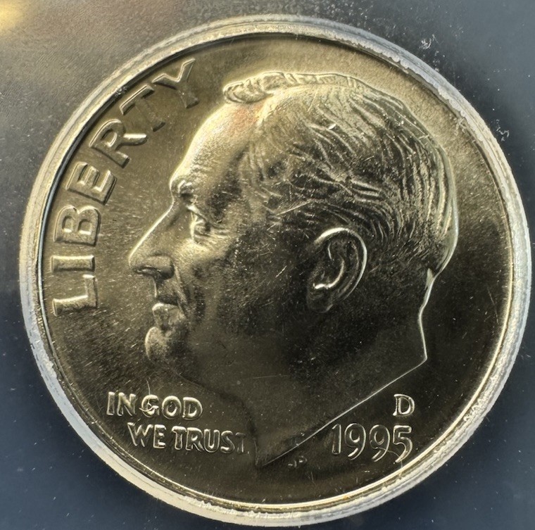 1995-D Roosevelt Dime ICG MS69 Mackenzie Dickey President Signed Label Gem BU