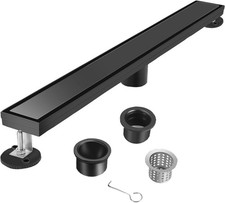 12-Inch Linear Shower Drain with Tile Insert Grate, 2-in-1 Flat Reversible Ma...