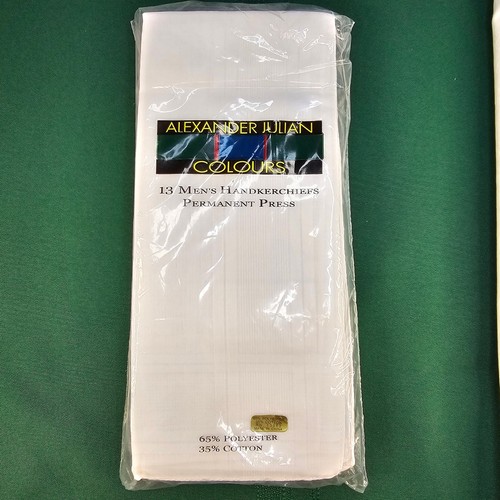 Alexander Julian Colours 13 Men's Permanent Press Handkerchiefs White Cotton - Picture 2 of 5