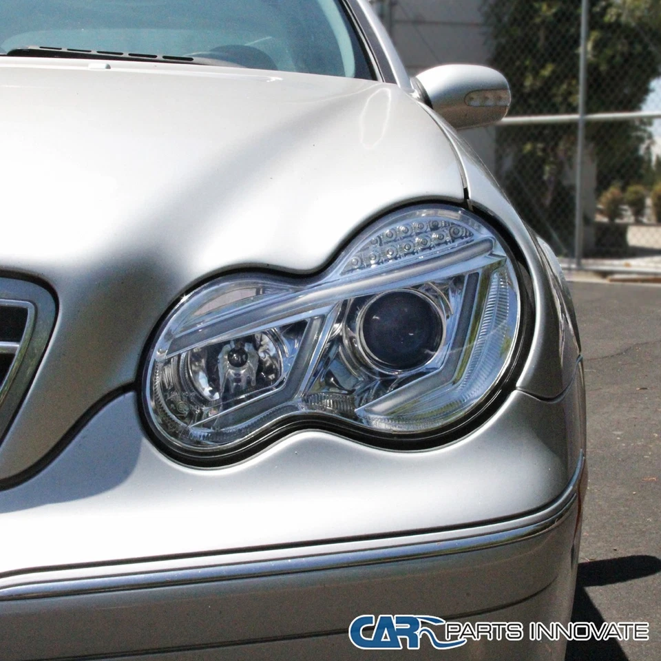Fits 2001-2007 Mercedes Benz W203 C230 C240 LED Strip Projector Headlights Lamps Foto 4 de 4
