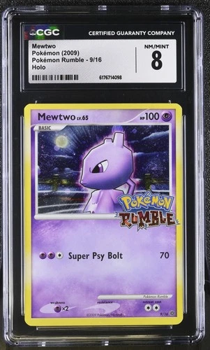 CGC 8 Mewtwo 9/16 Pokemon Rumble Holo Swirl Pokemon Card