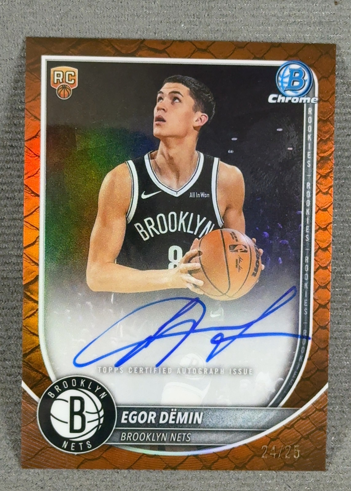 Egor Demin RC 2025 Bowman Chrome Reptilian Orange Autograph /25 #BCA-ED