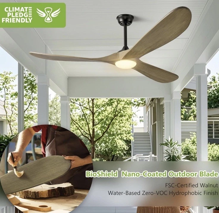 Haipeel 60 “ Ceiling Fan with Lights, Propeller Solid Wood, Bronze Gray NEW - Image 3 of 4