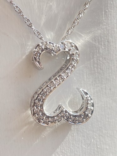 Jane Seymour Open Hearts 1/4ct Diamond 14K Solid White Gold Necklace ~ MRP $899 - Picture 5 of 15