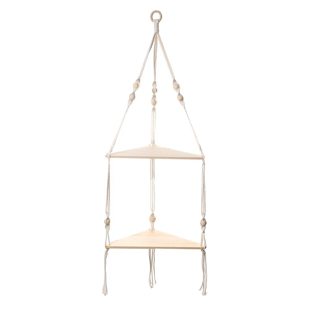 1 PCS Shelves with Wood Shelf Beige Handmade Shelf for Hanging Plant and1566