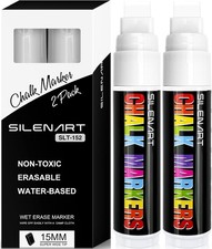 White Chalk Markers - 15mm Jumbo Tip Car Marker - Wide Thick Window Chalk Pen