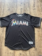 MLB Majestic Miami Marlins Cool Base Jersey, Made in USA, Schwarz, Gr. XL