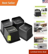 Furniture Risers Heavy Duty Support Up To 6000 Lbs 4 Pcs 4 Inch Black