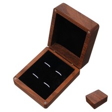 Walnut Wooden Cufflink Box: Rectangle Cuff Links Display Case - Wooden Cufflink