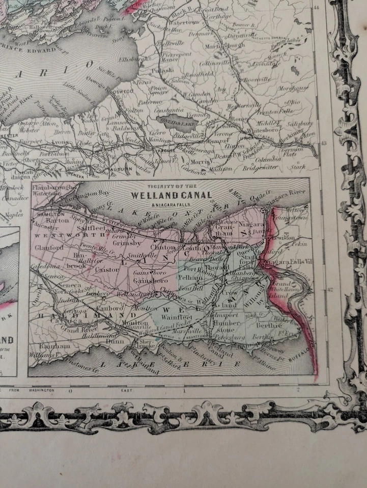 Mapa original de América del Norte del Alto Canadá 1861 Johnson & Browning 18" x 13" Foto 4 de 4